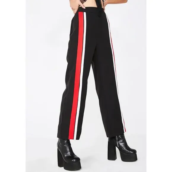 Tiger Mist Highway Culottes Cropped Pants Track Stripe Black Small - Picture 10 of 11
